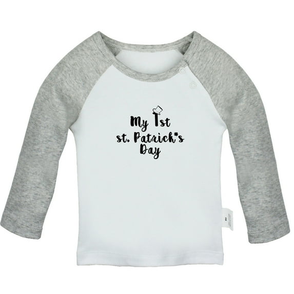 My 1st st. Patrick's Day Funny T shirt For Baby, Newborn Babies T-shirts, Infant Tops, 0-24M Kids Graphic Tees Clothing (Long Gray Raglan T-shirt, 18-24 Months)