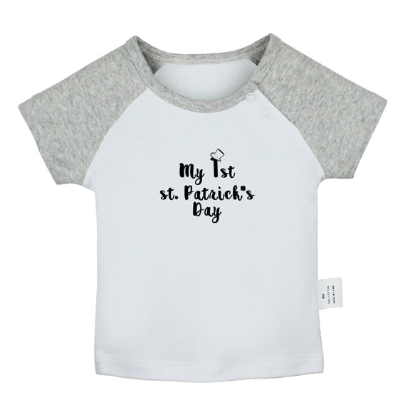 My 1st st. Patrick's Day Funny T shirt For Baby, Newborn Babies T-shirts, Infant Tops, 0-24M Kids Graphic Tees Clothing (Short Gray Raglan T-shirt, 12-18 Months)