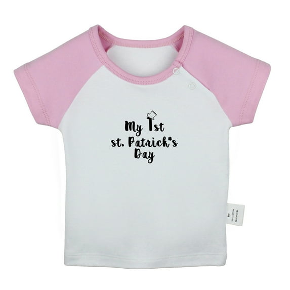 My 1st st. Patrick's Day Funny T shirt For Baby, Newborn Babies T-shirts, Infant Tops, 0-24M Kids Graphic Tees Clothing (Short Pink Raglan T-shirt, 12-18 Months)