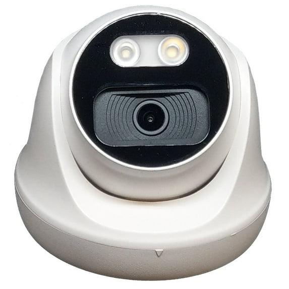 1stPV 2.8mm Fixed Lens Full-Color Dome Outdoor Security Camera, 2MP 4in1 (TVI/AHD/CVI/CVBS), Smart IR Tech, Analog CCTV Security Camera, Metal, White, TEL Live Local Service