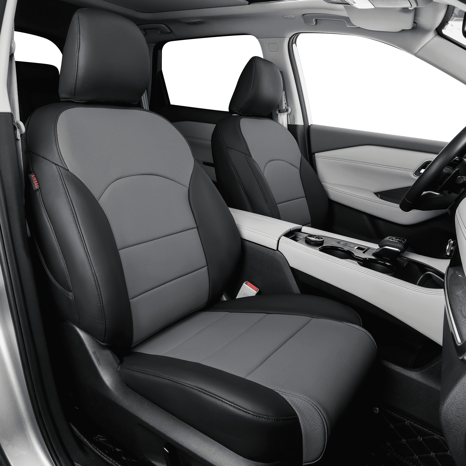Coverdream Custom Fit Altima Car Seat Covers for Nissan Altima 2019 2020 2021 2022 2023 Leatherette Black Gray Full Set