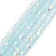 thumbnail image 1 of 1strand Baking Painted Glass Beads Strands Imitation Opalite Faceted AB color Plated Bicone Pale Turquoise 4.5x4mm Hole: 0.8mm about 88~89pcs/strand 13.11''(33.3cm), 1 of 3