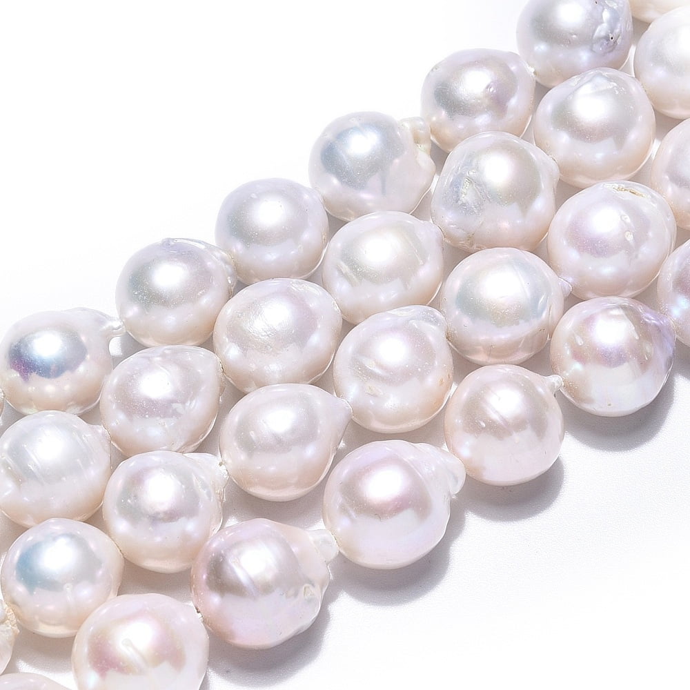 1strand Baroque Pearl Keshi Pearl Beads Strands Cultured Freshwater Pearl Oval Creamy White 10.5~13x9.5~11.5x9.5~12mm Hole: 0.6mm about 33pcs/strand 16~16.14''(40~41cm)