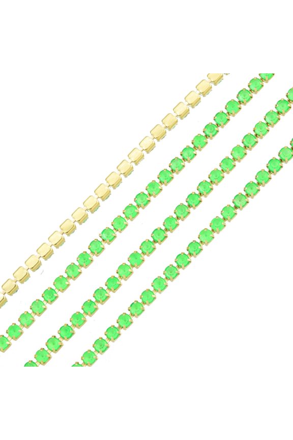 1strand Brass Rhinestone Strass Chains Rhinestone Cup Chain Imitate Luminous style Raw(Unplated) Peridot 2x2mm about 23.62 Feet(7.2m)/Strand