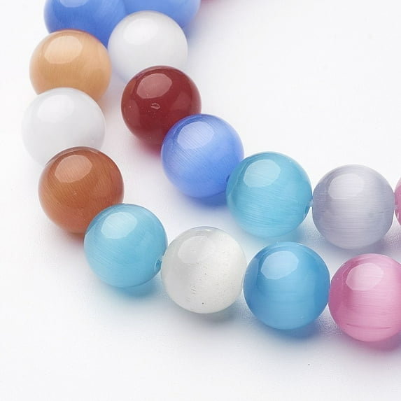 1strand Cat Eye Beads Round Mixed color 10mm Hole: 0.8mm