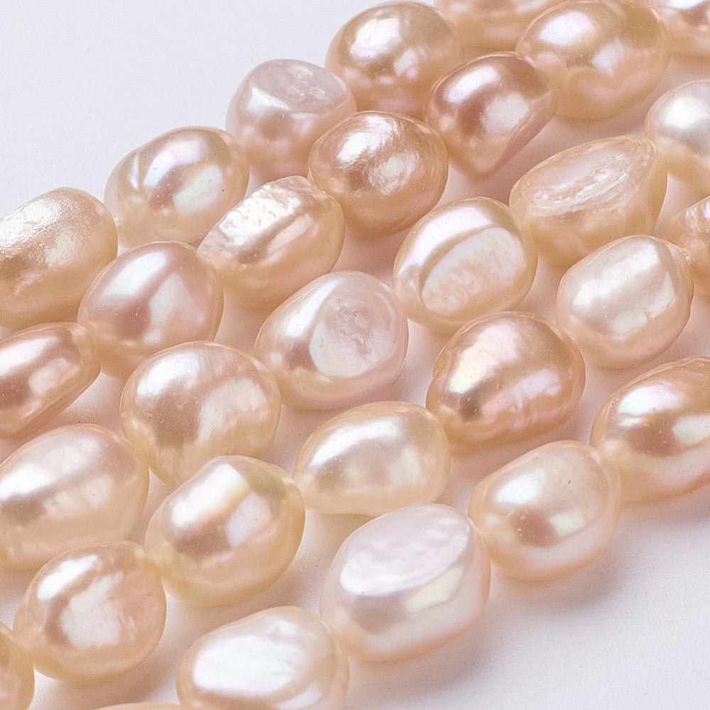 1strand Cultured Freshwater Pearl Beads Strands Sandy Brown 10~12x9~10x7~8mm Hole: 0.5mm about 31~32pcs/strand 14.4 inch