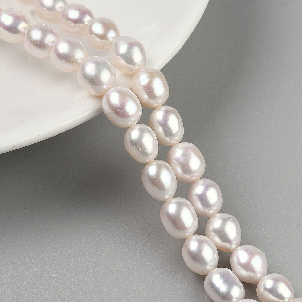 1strand Cultured Freshwater Pearl Beads Strands Potato Grade 8A Seashell color 8~9x7.5~8mm Hole: 0.5mm about 42pcs/strand 14.96''(38cm)