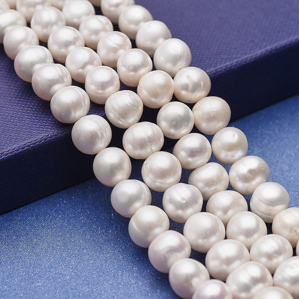 1strand Cultured Freshwater Pearl Beads Strands Potato White 9~10.5x8~9.5mm Hole: 0.5mm about 42pcs/strand 14.5 inch
