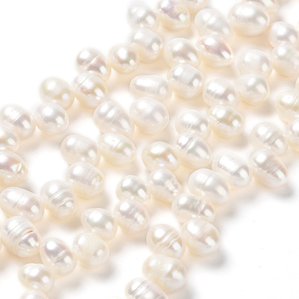 1strand Cultured Freshwater Pearl Beads Strands Rice Antique White 8~12x7~8mm Hole: 0.7mm about 59~60pcs/strand 13.98''(35.5cm)