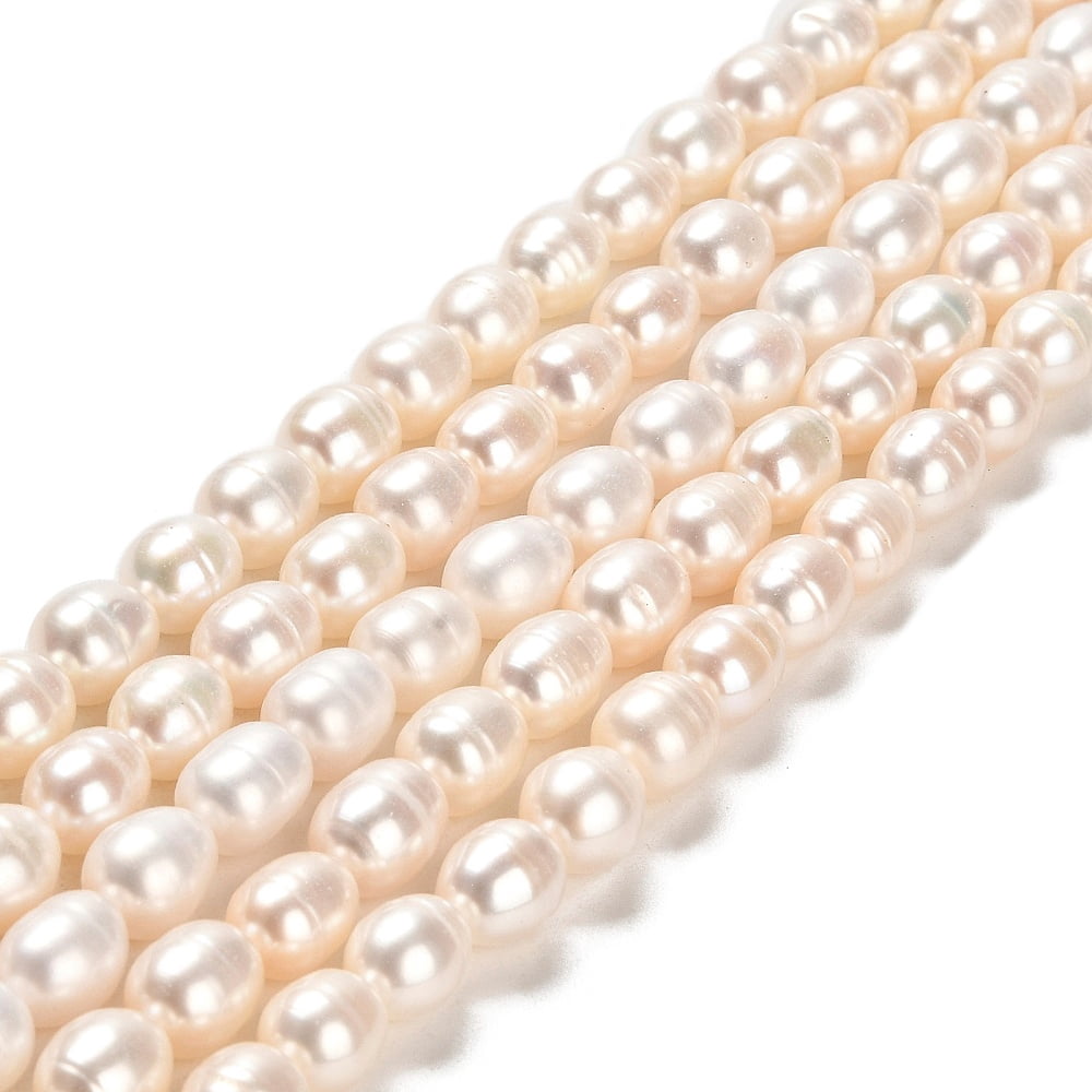 1strand Cultured Freshwater Pearl Beads Strands Rice Grade 2A Linen 7~8x7mm Hole: 0.7mm about 41~42pcs/strand 14.17~14.37 inch(36~36.5cm)