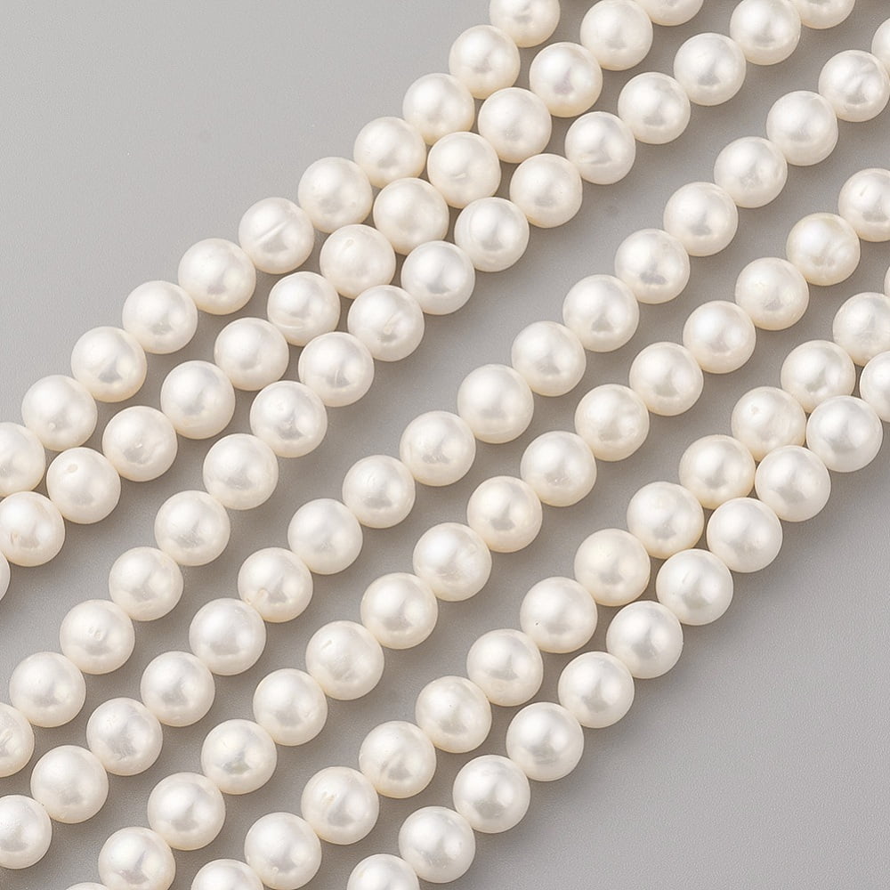 1strand Cultured Freshwater Pearl Beads Strands Round Seashell color 7~8x8~9mm Hole: 0.5mm about 53pcs/strand 15.5~15.7 inch(39.5~40cm)