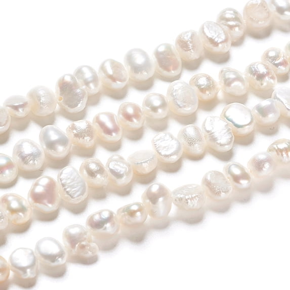 1strand Cultured Freshwater Pearl Beads Strands Two Sides Polished Nuggets Antique White 4.5~6.5x3~4x4~5.5mm Hole: 0.5mm about 39pcs/strand 7.09 inch(18cm)