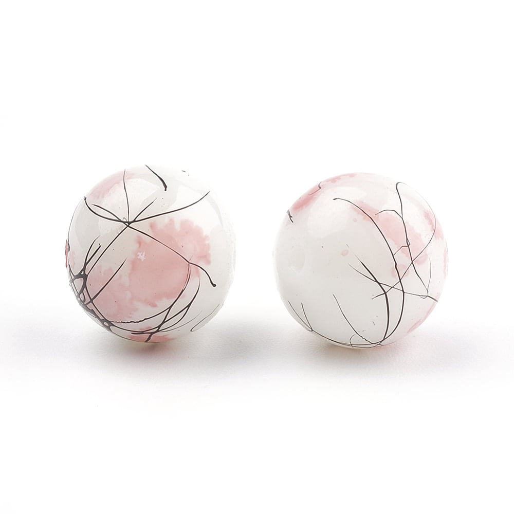 1strand Drawbench & Baking Painted Glass Beads Strands Round Pink 16mm Hole: 1.5mm about 50pcs/strand 31.4 inch
