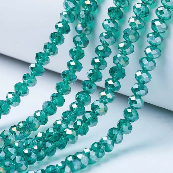 1strand Electroplate Glass Beads Strands AB color Plated Faceted Rondelle Dark Cyan 8x6mm Hole: 1mm about 72pcs/strand 16.14 inch(41cm)