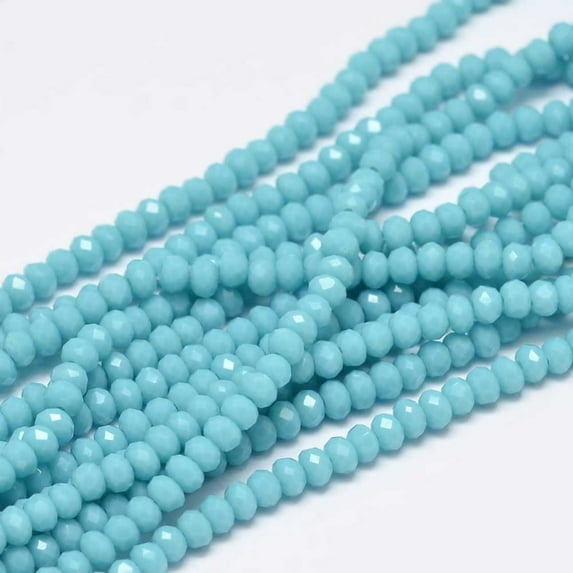 1strand Faceted Rondelle Glass Beads Strands Pale Turquoise 3.5x2.5~3mm Hole: 0.8mm about 125~128pcs/strand 13.7~14.1 inch(35~36cm)