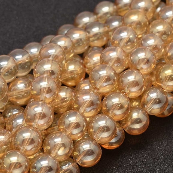 1strand Full Rainbow Plated Round Glass Beads Strands PeachPuff 10mm Hole: 1mm about 42pcs/strand 15.4 inch