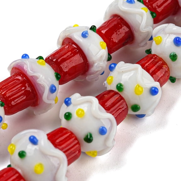 1strand Handmade Bumpy Lampwork Beads Strands Mushroom Red 15x13mm Hole: 1.4mm about 20pcs/strand 12.40 inch(31.5cm)