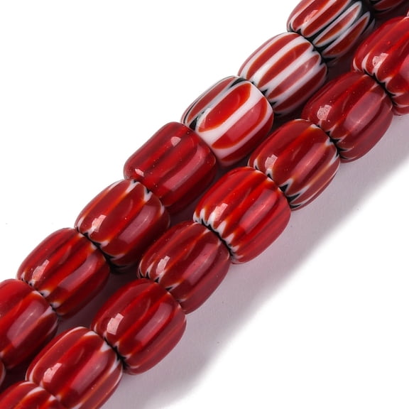 1strand Handmade Lampwork Beads Strands Rarrel FireBrick 8x7.5mm Hole: 1.2mm 47pcs/strand 14.69in(37.3cm)
