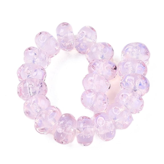 1strand Handmade Lampwork Beads Strands Rondelle Pearl Pink 11.5~12.5x7mm Hole: 2.5mm about 20pcs/strand 5.51~6''(14~15cm)