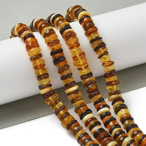1strand Natural Amber Beads Strands Disc 8~9x2~3.5mm Hole: 1mm