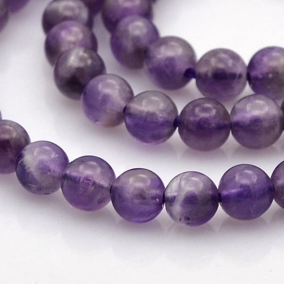 1strand Natural Amethyst Round Beads Strands Medium Purple 6mm Hole: 1mm about 61pcs/strand 15.7 inch Purple