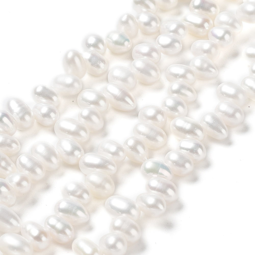 1strand Natural Cultured Freshwater Pearl Beads Strands Grade 6A+ Rice Seashell color 7~8x4~5mm Hole: 0.5mm about 70pcs/strand 13.66''(34.7cm)