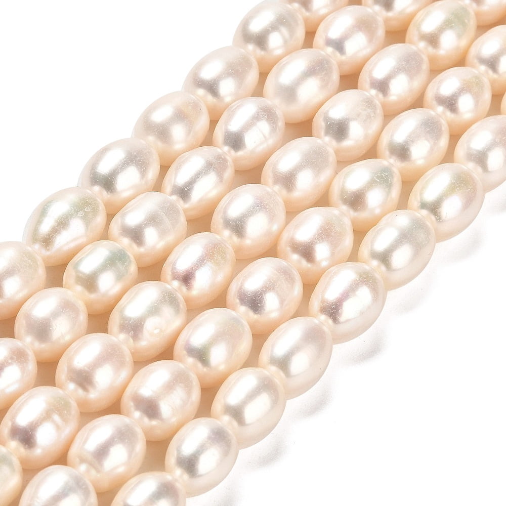 1strand Natural Cultured Freshwater Pearl Beads Strands Rice Grade AAAAA Seashell color 9.5~10x8~9mm Hole: 0.6mm about 37~38pcs/strand 14.76~15.16inch