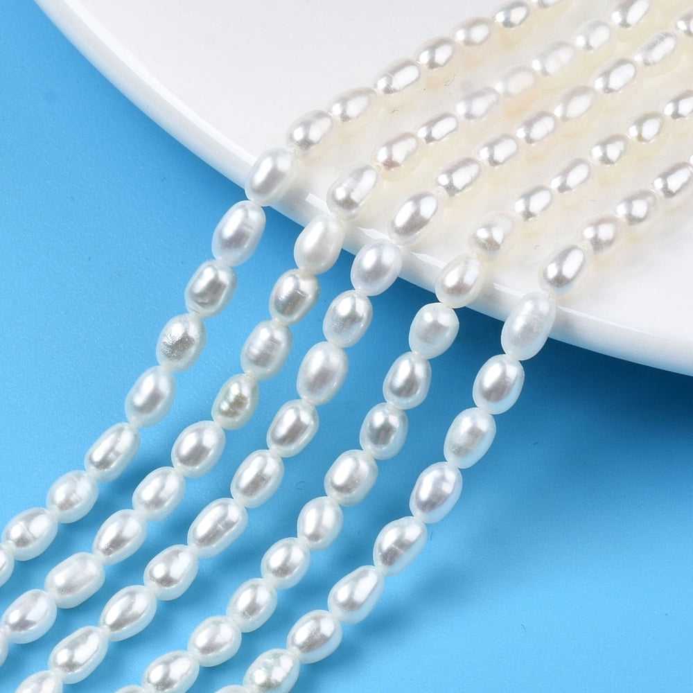 1strand Natural Cultured Freshwater Pearl Beads Strands Rice Seashell color 5~6x3.5~4mm Hole: 0.7mm about 71~74pcs/strand 14.72 inch~15.04 inch(37.4~38.2cm)
