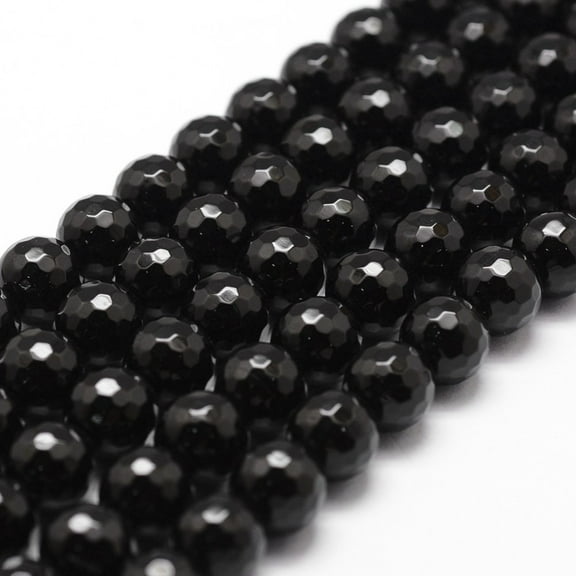 1strand Natural Dyed Heated Black Onyx Beads Strands Grade A Faceted Round 10mm Hole: 1mm 37pcs/strand 14.9 inch~15.1 inch