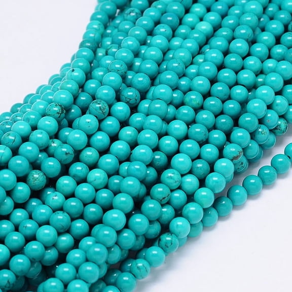 1strand Natural Howlite Round Bead Strands Dyed Heated Medium Turquoise 6mm Hole: 1mm 70pcs/strand 15.55 inch