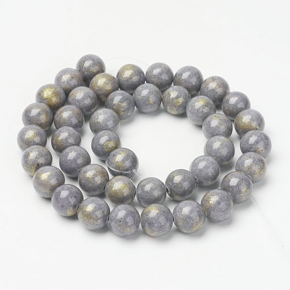 1strand Natural Mashan Jade Beads Strands with golden Powder Dyed Round Gray 6mm Hole: 1mm about 62pcs/strand 16 inch