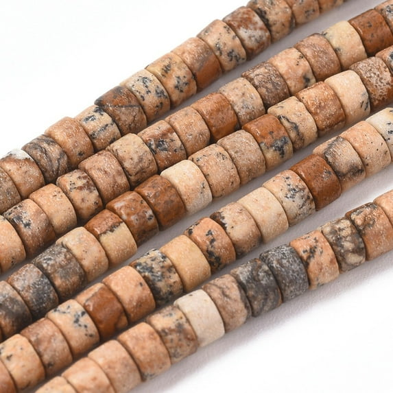 1strand Natural Picture Jasper Beads Strands Flat Round/Disc 4x2mm Hole: 0.7mm about 154pcs/strand 15.43 inch(39.2cm)