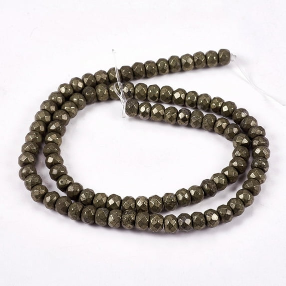 1strand Natural Pyrite Beads Strands Rondelle Faceted 6x4mm Hole: 1mm about 94pcs/strand 15 inch