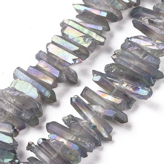 1strand Natural Quartz Points Beads Strands Dyed Light Grey 15~30x4~8x4~7mm Hole: 1mm 8 inch