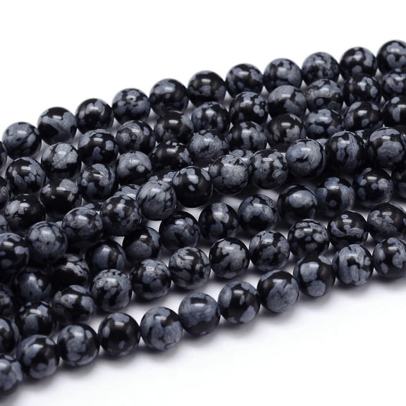 1strand Natural Snowflake Obsidian Round Bead Strands 6mm Hole: 1mm about 60pcs/strand 15 inchDIY
