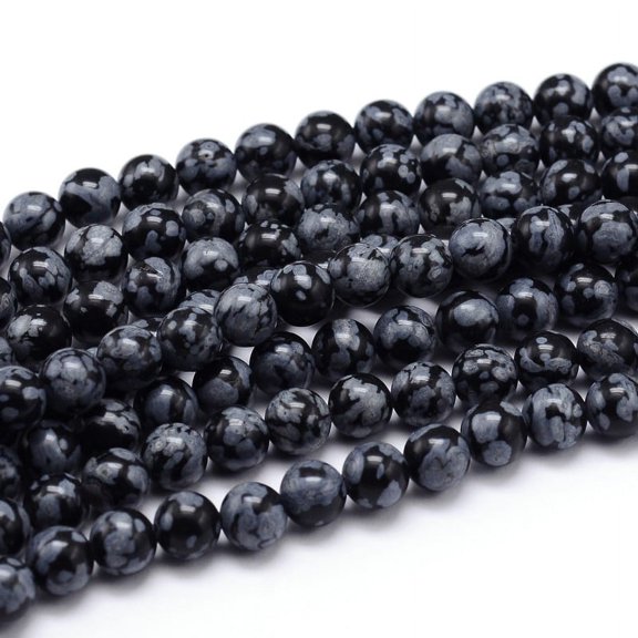 1strand Natural Snowflake Obsidian Round Bead Strands 6mm Hole: 1mm about 60pcs/strand 15 inch