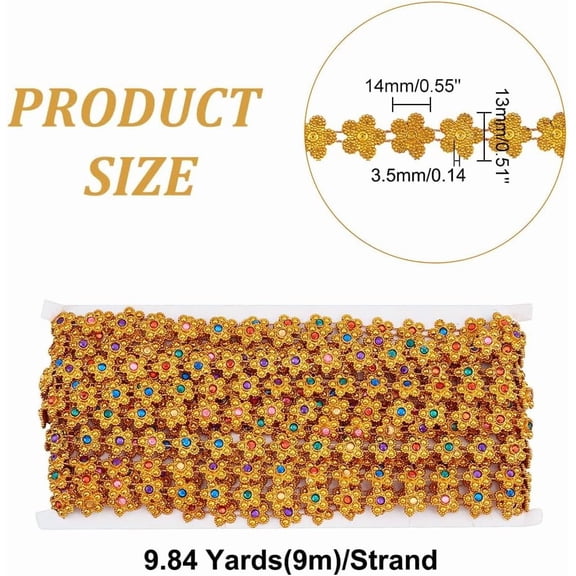 1strand Plastic Beaded Trim Garland Strand for Decorating Garment Accessories Flower Goldenrod 1/2 inch(13.5mm) about 9.84 Yards(9m)/Strand