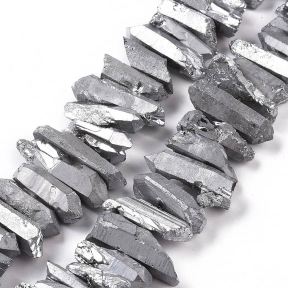 1strand Quartz Points Beads Strands Dyed Nuggets Silver 15~30x4~8x4~7mm Hole: 1mm 8 inch