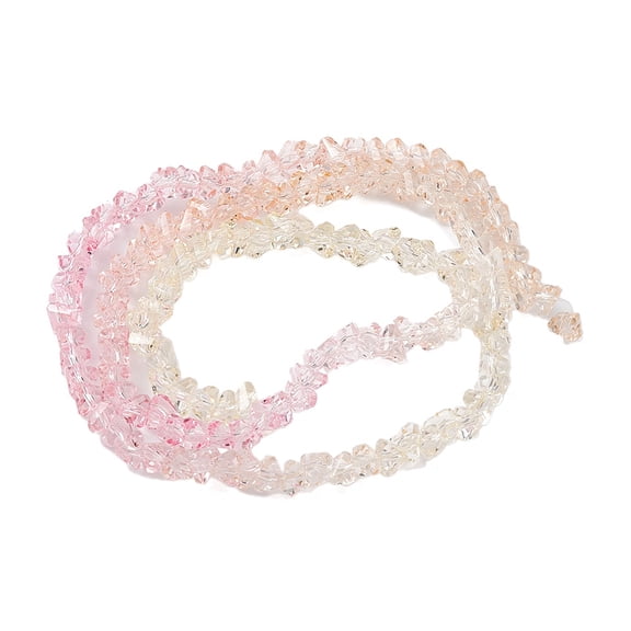 1strand Transparent Baking Paint Glass Bead Strands Segmented Multi-color Beads Triangle Bisque 4.5x4x3.5mm Hole: 1mm about 134~137pcs/strand 13.27~13.39''(33.7~34cm)