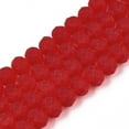 thumbnail image 1 of 1strand Transparent Glass Beads Strands Faceted Frosted Rondelle Crimson 8mm Hole: 1mm about 64~65pcs/strand 40~41cm, 1 of 3