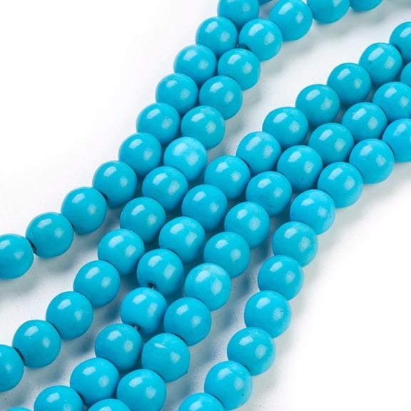 1strand Turquoise Beads Strands Dyed Round Deep Sky Blue 8mm Hole: 1mm about 50pcs/strand 15.35 inch