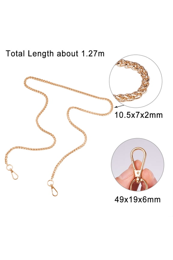 1strand bag Strap Chain Iron box Chains with Alloy Clasps Unwelded Golden 50 inch(1.27m) 7mm