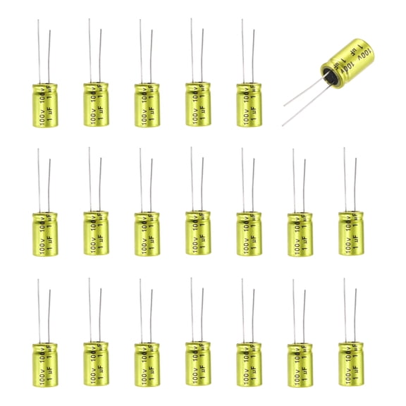 1uF 100V Non-Polarized Electrolytic Capacitor, 10mm x 17mm Aluminum Audio Capacitors for DIY Projects Audio Tweeter Frequency Divider Pack of 20