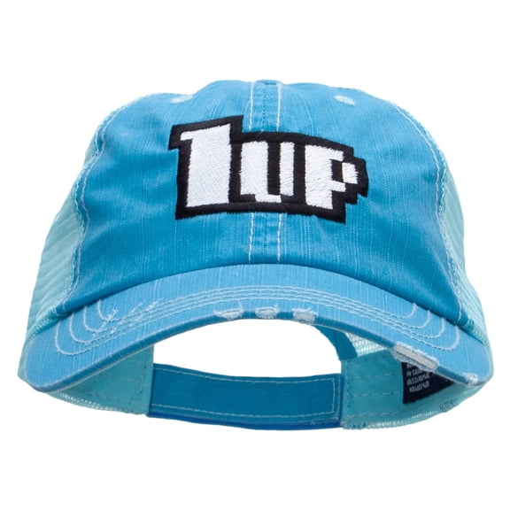 1up Embroidered Low Profile Special Cotton Mesh Cap - Aqua OSFM