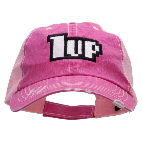 1up Embroidered Low Profile Special Cotton Mesh Cap - Fuchsia OSFM