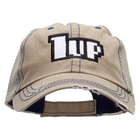 1up Embroidered Low Profile Special Cotton Mesh Cap - Khaki OSFM