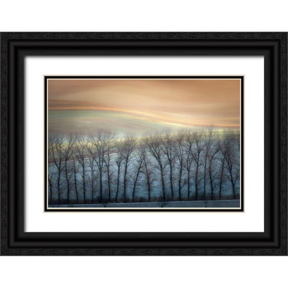 1x 14x11 Black Ornate Wood Framed with Double Matting Museum Art Print Titled - Boguszak - Winter Alley