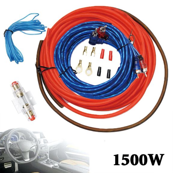 Nuboxa 1x 1500W Car Amplifier Install Wiring Kit Audio Subwoofer RCA E3E6 Kits I6L5