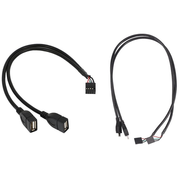1x 30CM 10 Pin Motherboard USB 2.0 Adapter Y Splitter Cable & 2x 50CM 5 Pin Motherboard Extender Cable