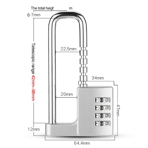 1x Adjustable Lock File Cabinet Wardrobe Door Handle Mechanical Password Padlock